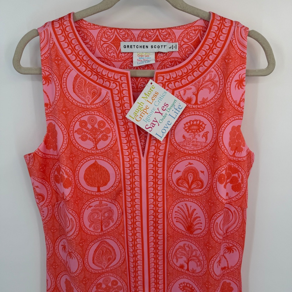 Gretchen Scott Plain Jane Dress Circle of Love Pink Red Medallion Size L NWT - Picture 2 of 11